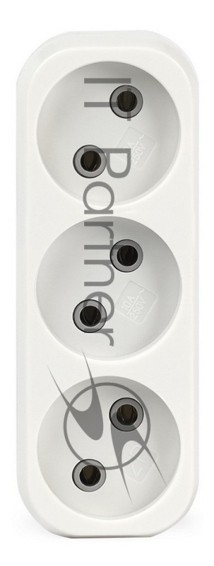 Удлинители бытовые, Сетевые фильтры, Тройники Smartbuy SBE-10-A02-3 Разветвитель 3 гнезда без заземления плоский 10А 250B