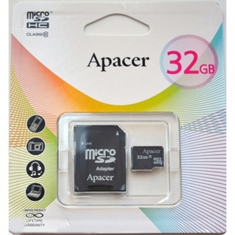 Карта памяти Micro SecureDigital 32Gb Apacer AP32GMCSH10U1-R {MicroSDHC Class 10 UHS-I U1, SD adapter}