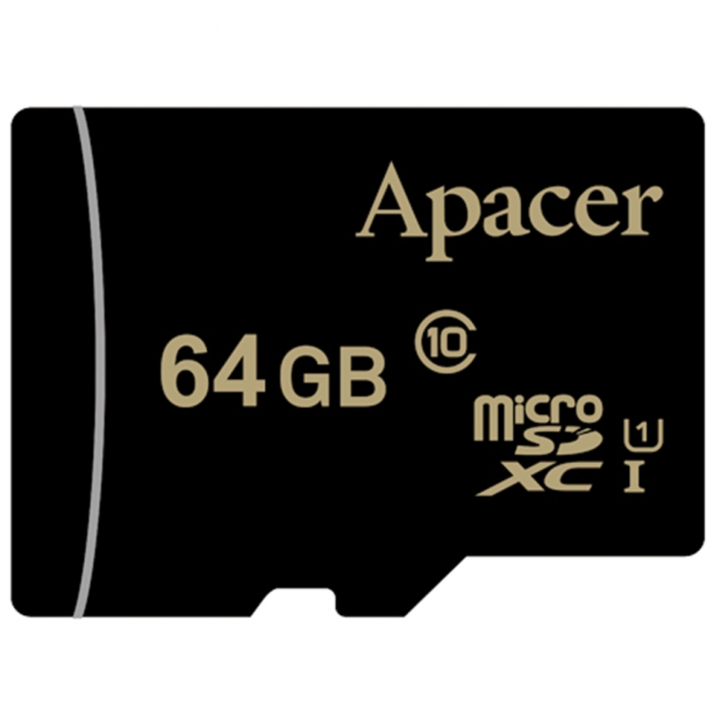 Карта памяти Micro SecureDigital 64Gb Apacer AP64GMCSX10U1-R {MicroSDHC Class 10 UHS-I U1, SD adapter}