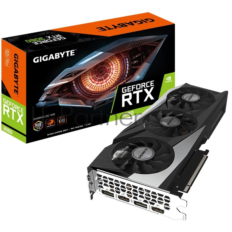 Видеокарта GIGABYTE GeForce RTX 3060 GAMING OC 12G / 1837MHz 12GB GDDR6 192bit 2xDP 2xHDMI 1x8pin 550W / GV-N3060GAMING OC-12GD