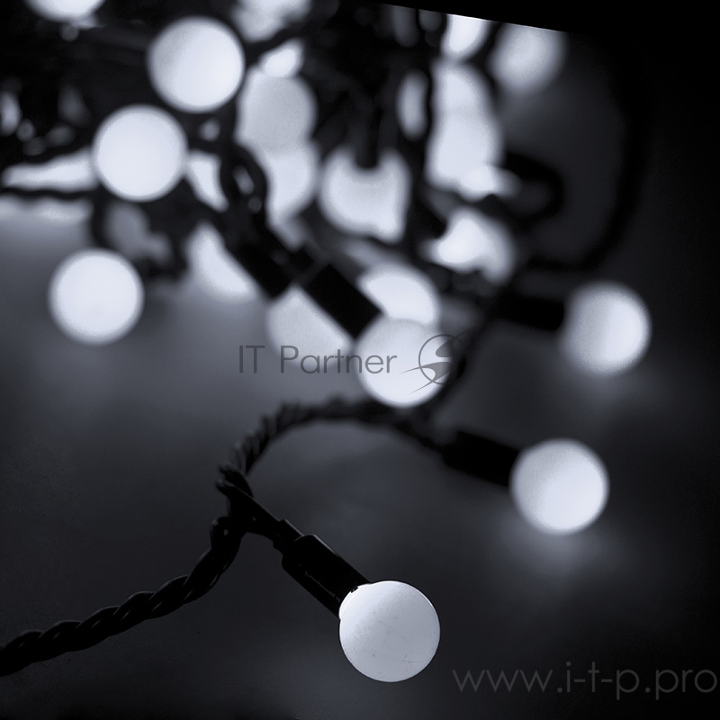 Гирлянда Мультишарики Ø17,5мм, 20 м, черный ПВХ, 200 диодов, цвет белый