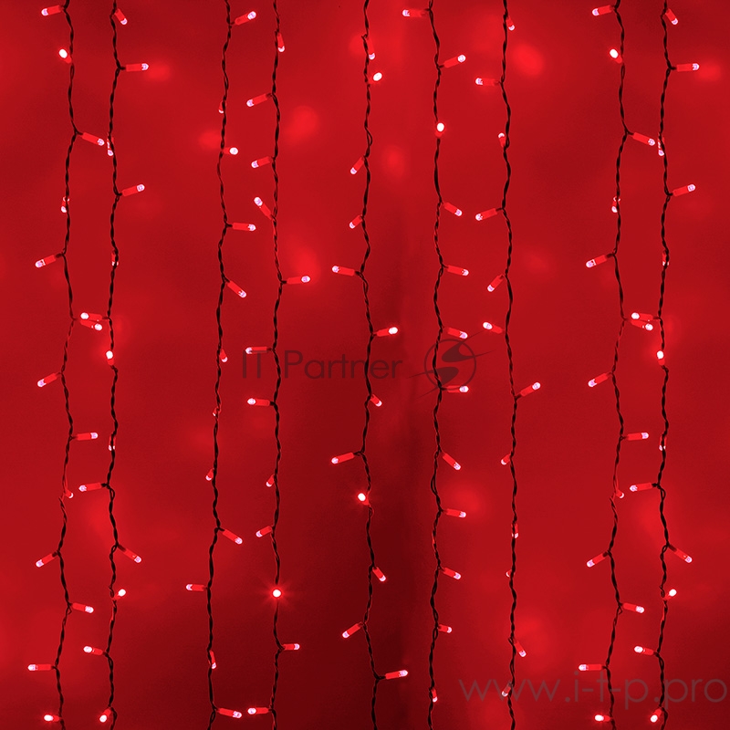 Гирлянда Светодиодный Дождь 2х3м, постоянное свечение, белый провод, 230 В, диоды КРАСНЫЕ, 760 LED