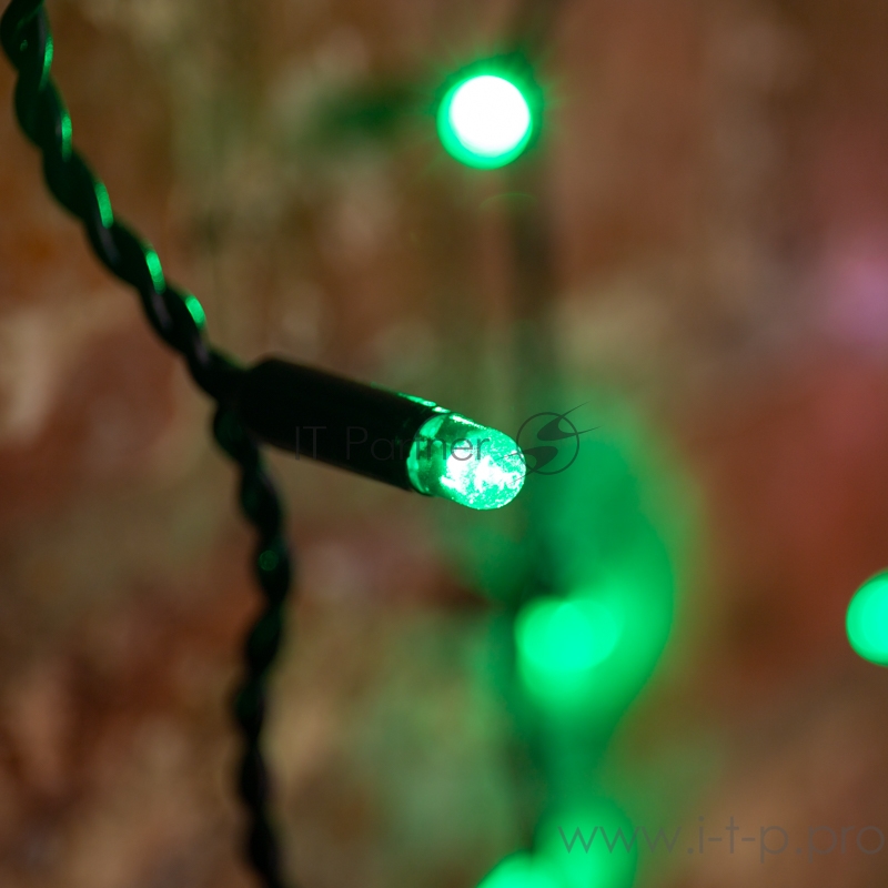 Гирлянда Светодиодный Дождь 2х1,5м, эффект мерцания, черный провод, 230 В, диоды ЗЕЛЁНЫЕ, 360 LED