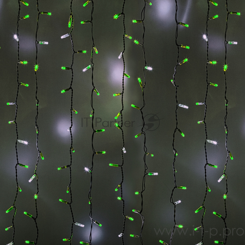 Гирлянда Светодиодный Дождь 2х1,5м, эффект мерцания, белый провод, 230 В, диоды ЗЕЛЁНЫЕ, 360 LED
