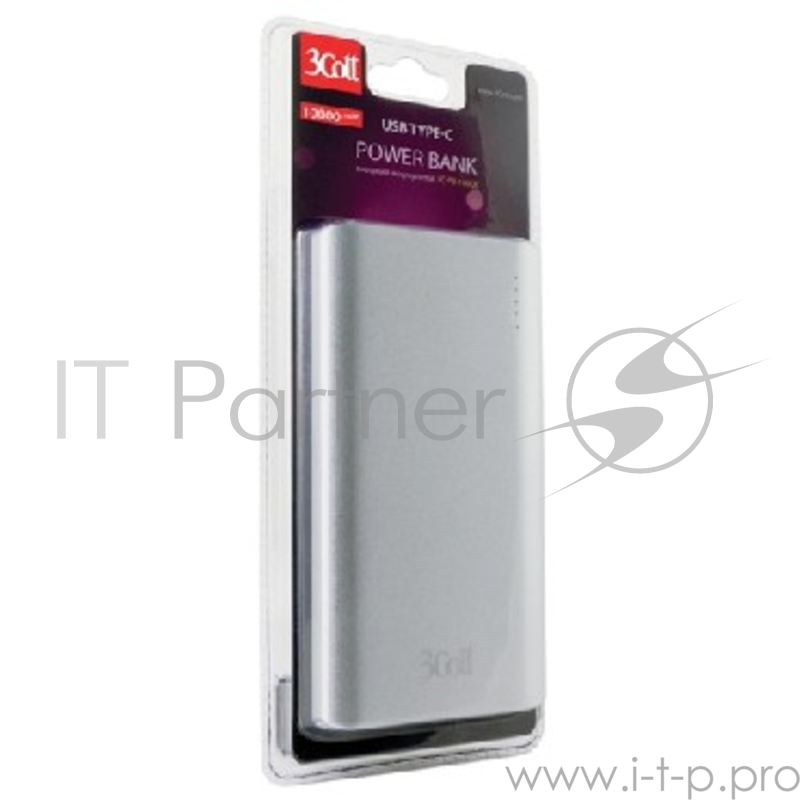 Аксессуар 3Cott Внешний аккумулятор 3C-PB-100QC, QC3.0, 10000 мАч, вх.: micro USB 5В2А, Type-C 5В2А, вых: USB: 5В2.1А, Type-C: 5/9/12В2А, QC3.0 5-12В2.4А (0500673)