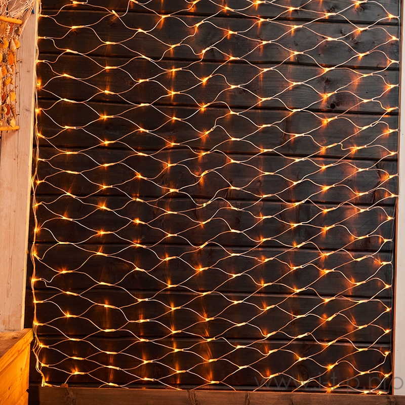 Гирлянда Сеть 2х1,5м, свечение с динамикой, прозрачный ПВХ, 288 LED, 230 В, цвет: Жёлтый