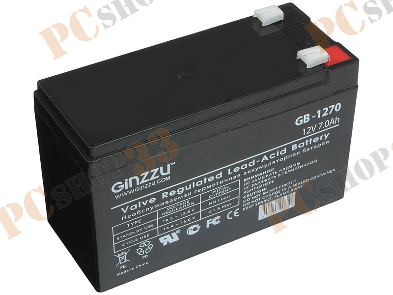 Батарея аккумуляторная Ginzzu GB-1270 12В 7.0 А*ч