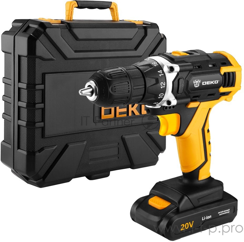 Дрель-шуруповерт Deko DKCD20FU-Li аккум. патрон:быстрозажимной (кейс в комплекте)