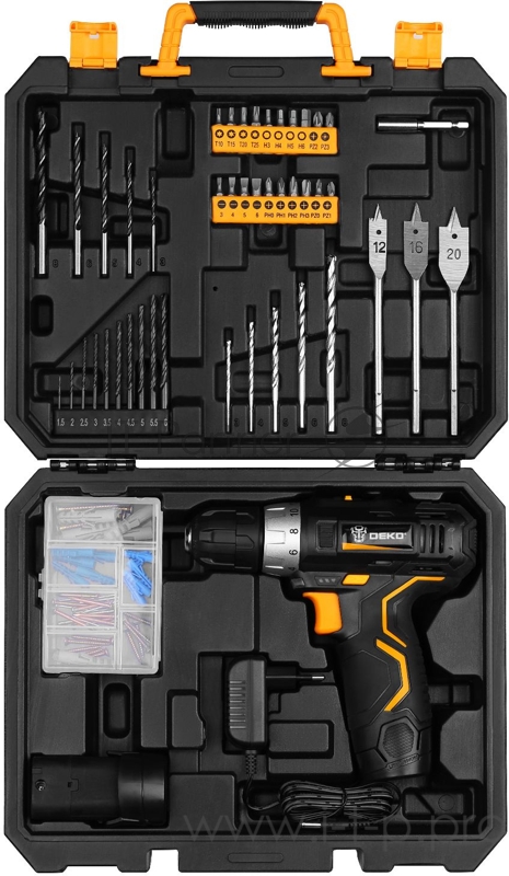 Дрель-шуруповерт Deko GCD12DU3 Set5 аккум. патрон:быстрозажимной (кейс в комплекте)