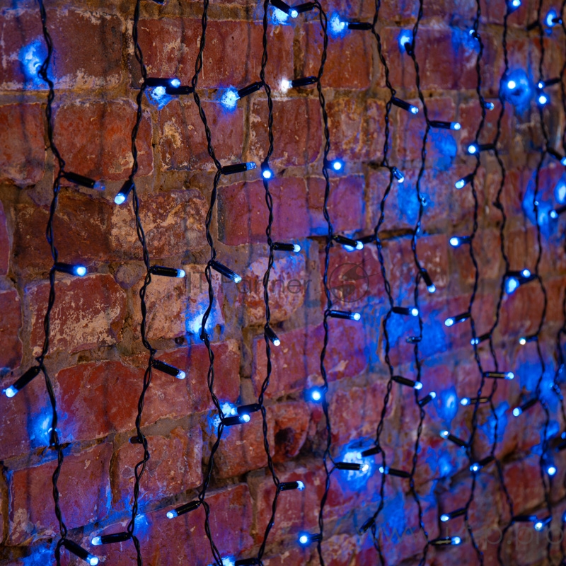 Гирлянда Светодиодный Дождь 2х1,5м, эффект мерцания, черный провод, 230 В, диоды СИНИЕ, 360 LED