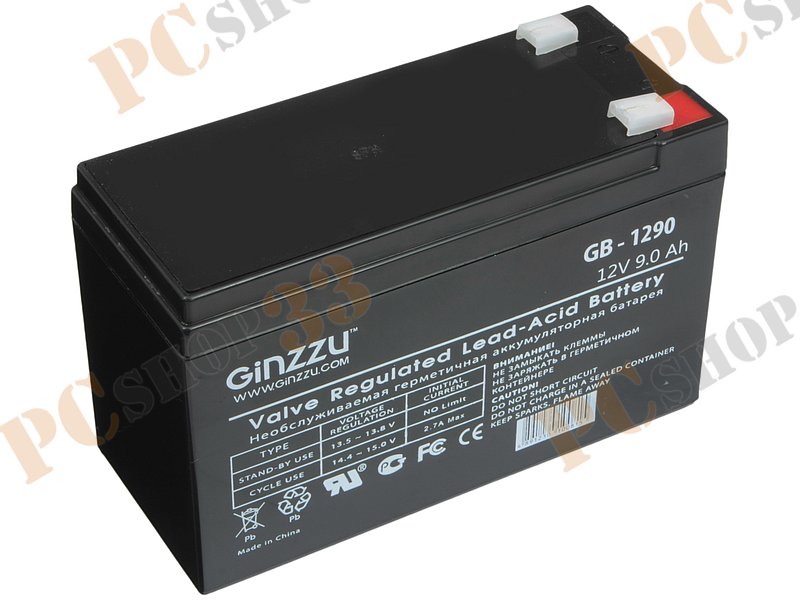 Батарея аккумуляторная Ginzzu GB-1290 12В 9.0 А*ч