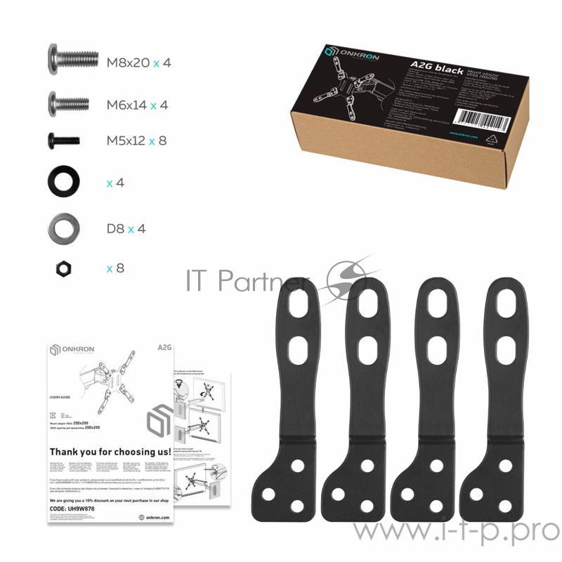 Кронштейн-адаптер для мониторов Onkron A2G черный макс.1.8кг настольный