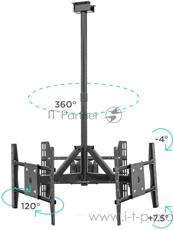 Кронштейн для телевизора Onkron CPRO2L-3 черный 32-63 макс.168кг потолочный поворот и наклон