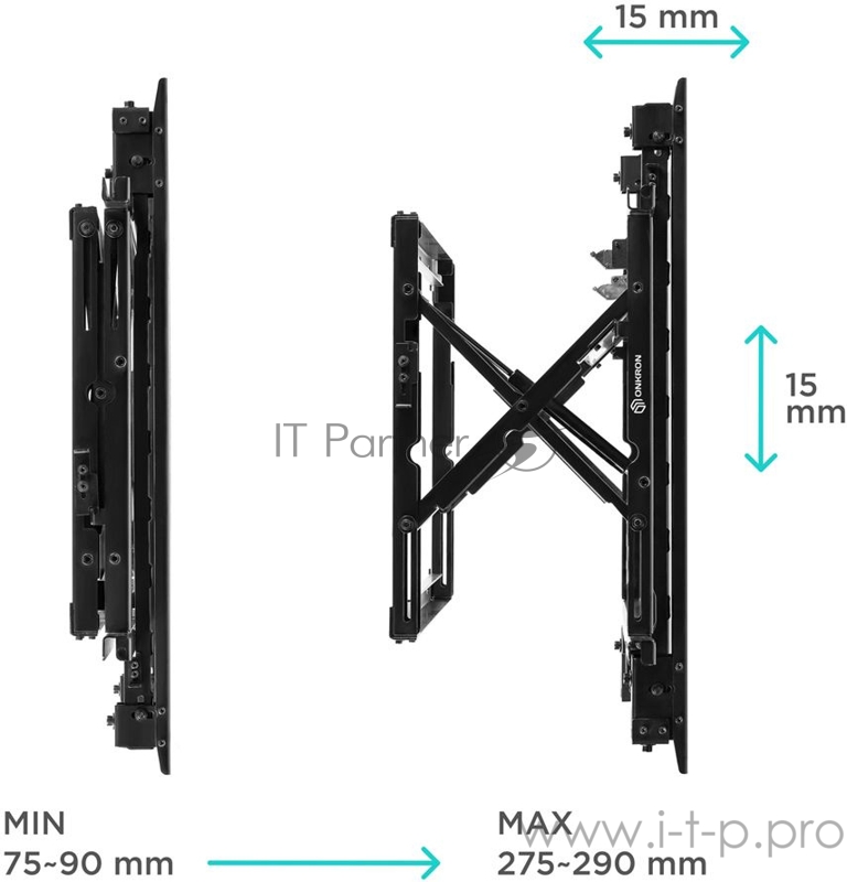 Кронштейн для телевизора Onkron PRO7G черный 32-70 макс.50кг настенный наклонно-выдвижной