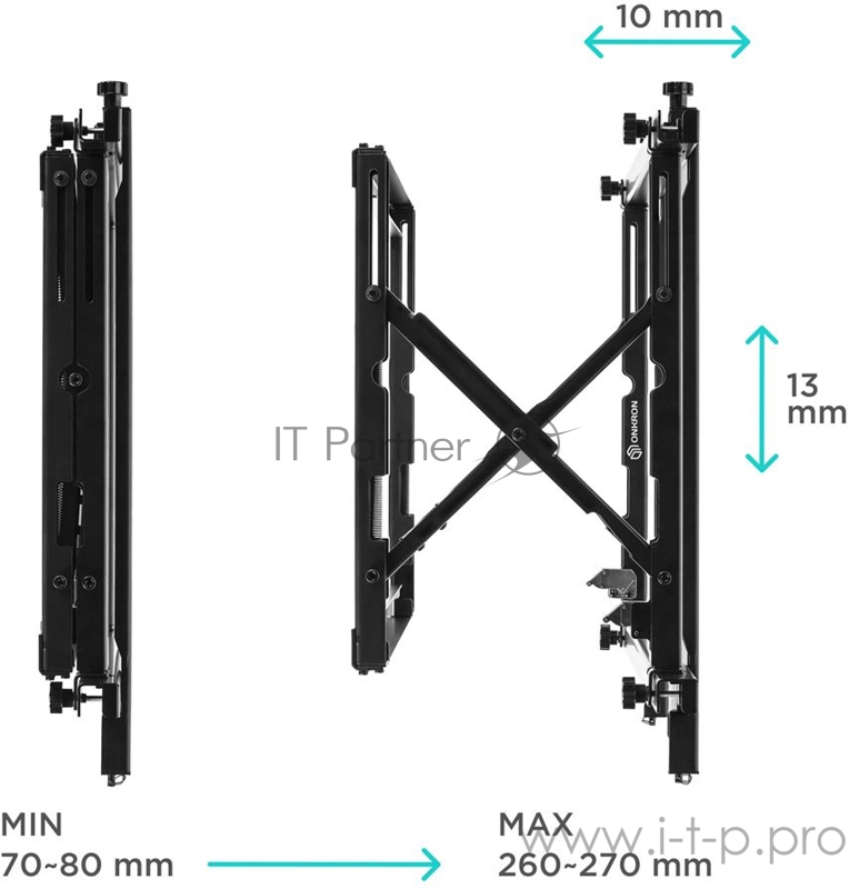 Кронштейн для телевизора Onkron PRO7M черный 40-70 макс.45кг настенный наклонно-выдвижной