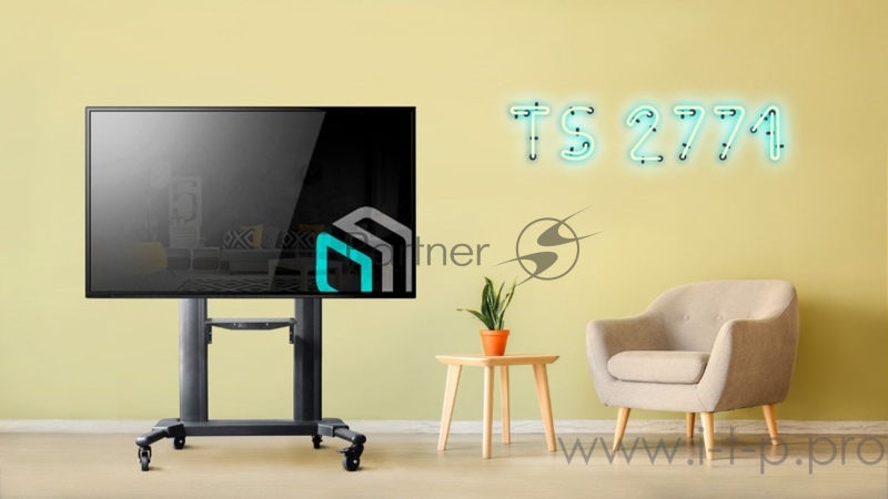 Подставка для телевизора Onkron TS2771 черный 50-82 макс.65.5кг напольный мобильный