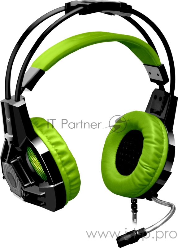 Игровая гарнитура Lester черный + зеленый, кабель 2,2 м DEFENDER