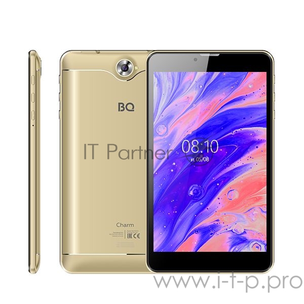 Планшет BQ-7000G Charm Gold/t. SC7731E, 4, 1.3 GHZ, Android 8.1, 1 GB, 16 GB, 2G GSM 850/900/1800/1900, 3G , WiFi , Bluetooth , GPS Экран: 7 , 1024*600, TN Основная камера: 2.0 MP, инт. отсутствует, вспышка Фронтальная камера: 0.3 MP, инт. отсутствуе