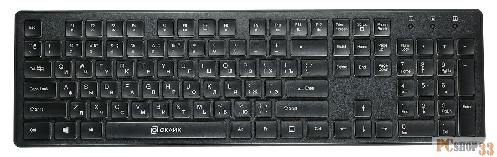 Клавиатура Oklick 510ML черный USB slim Multimedia LED 1011965