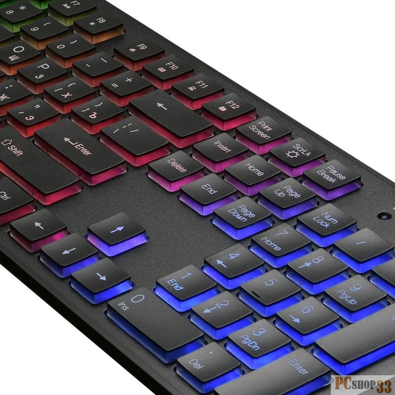 Клавиатура Oklick 510ML черный USB slim Multimedia LED 1011965