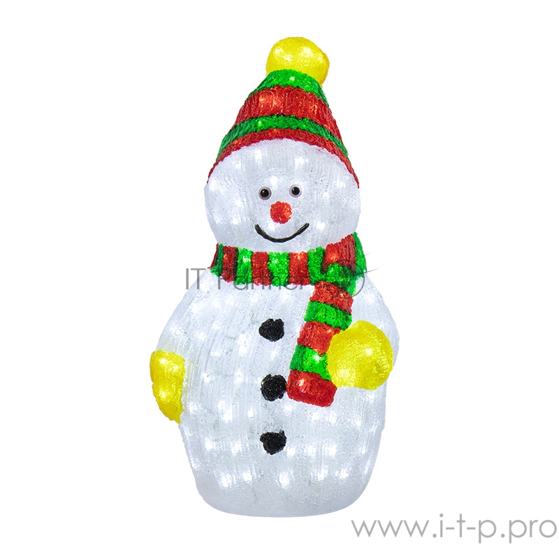 Акриловая светодиодная фигура Снеговик с шарфом 60 см, 200 светодиодов, IP65, понижающий трансформатор в комплекте, NEON-NIGHT