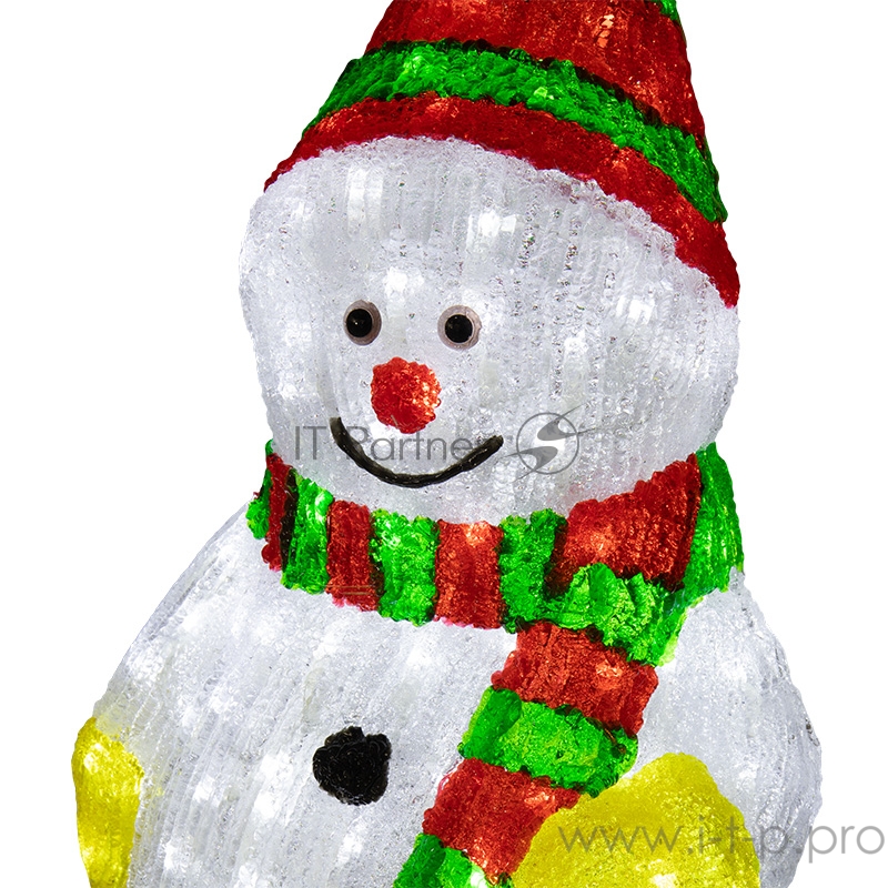 Акриловая светодиодная фигура Снеговик с шарфом 60 см, 200 светодиодов, IP65, понижающий трансформатор в комплекте, NEON-NIGHT
