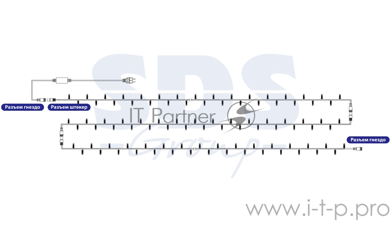 Гирлянда модульная Дюраплей LED 12м 120 LED черный каучук ТЕПЛЫЙ БЕЛЫЙ
