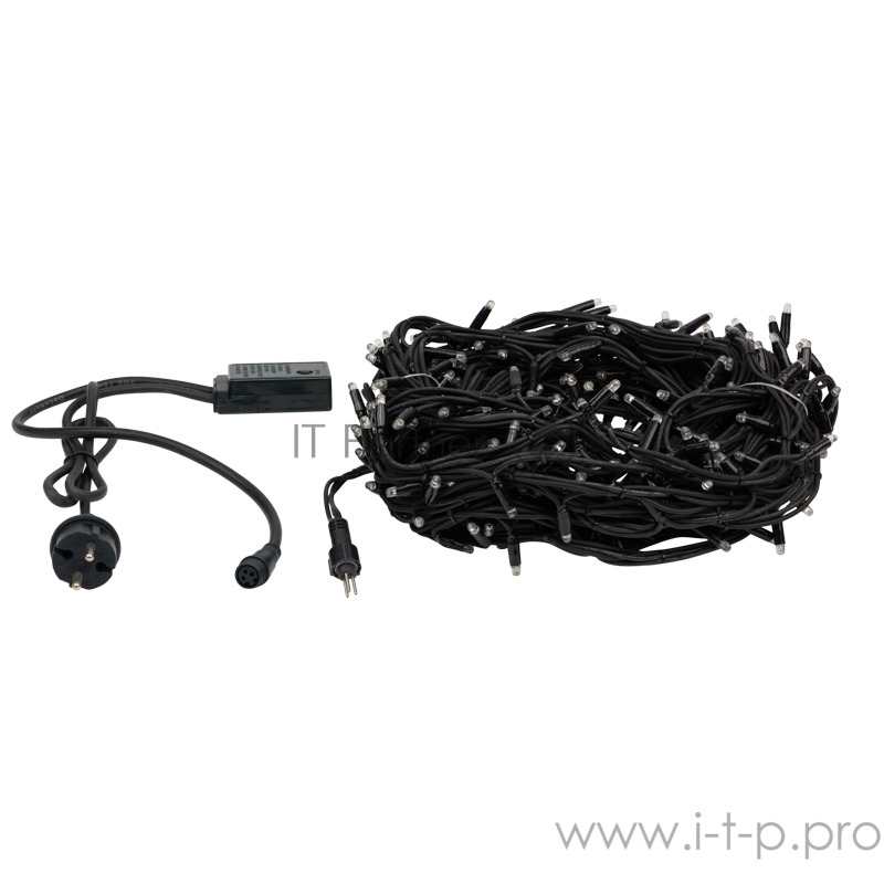 Гирлянда Твинкл Лайт 20 м, черный КАУЧУК, 240 диодов, цвет ТЕПЛЫЙ БЕЛЫЙ