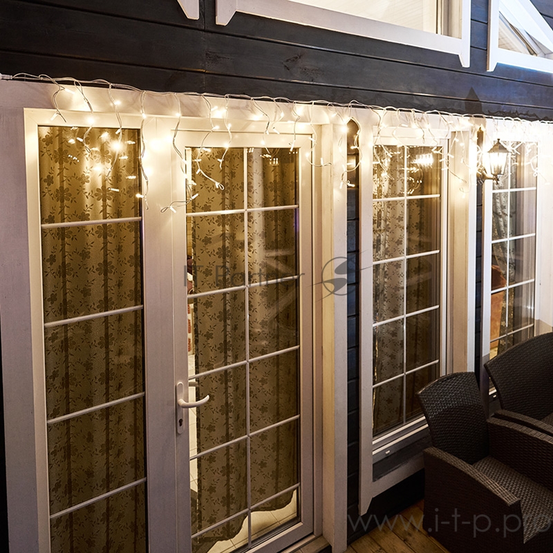 Гирлянда Айсикл (бахрома) светодиодный, 4,0 х 0,6 м, белый провод КАУЧУК, 230 В, диоды ТЕПЛЫЙ БЕЛЫЙ, 128 LED