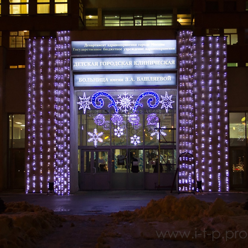 Гирлянда Светодиодный Дождь 2х6м, эффект водопада, прозрачный провод, 24В, диоды БЕЛЫЕ, 360 LED