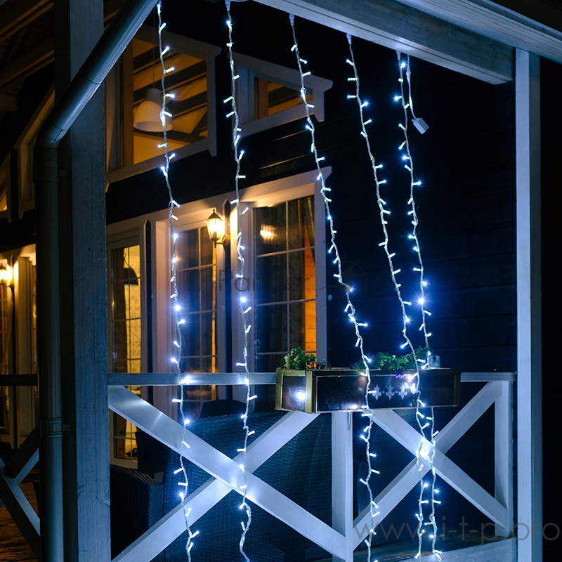 Гирлянда Светодиодный Дождь 2х6м, эффект водопада, прозрачный провод, 24В, диоды БЕЛЫЕ, 360 LED