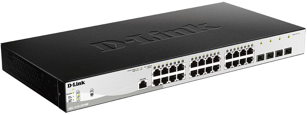 Сетевое оборудование D-Link DGS-1210-28P/ME/B1A Управляемый коммутатор 2 уровня с 24 портами 10/100/1000Base-T с поддержкой PoE и 4 портами 1000Base-X SFP