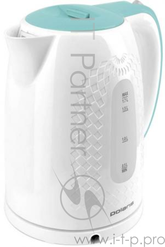 Чайник электрический Polaris PWK 1713C 1.7л. 2200Вт белый/бирюзовый (корпус: пластик)