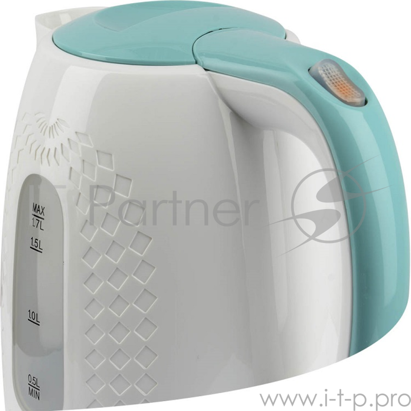 Чайник электрический Polaris PWK 1713C 1.7л. 2200Вт белый/бирюзовый (корпус: пластик)