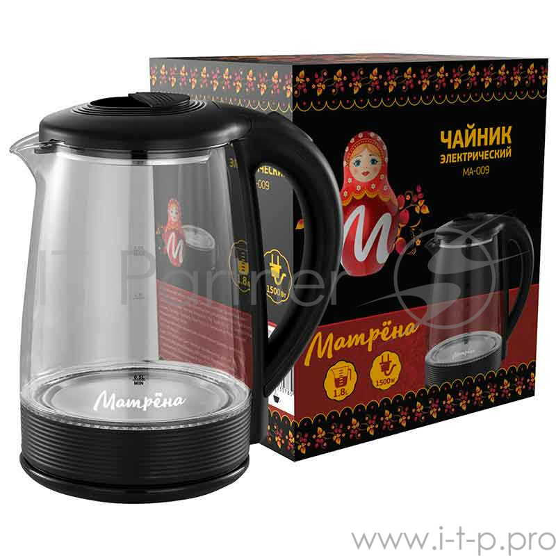 Чайник Матрена MA-009 электрический (2,0 л) стекло серый