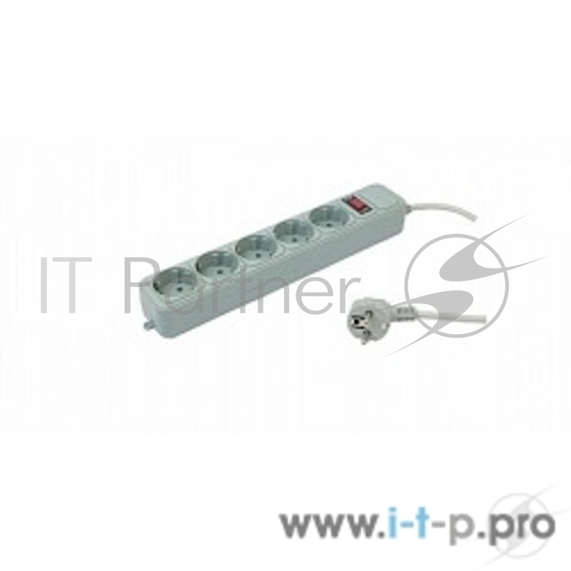 Сетевые фильтры PC PET Сетевой удлинитель AAP01006-3-GR 3м (5 розеток, EURO, EURO/RUS), серый {619890}
