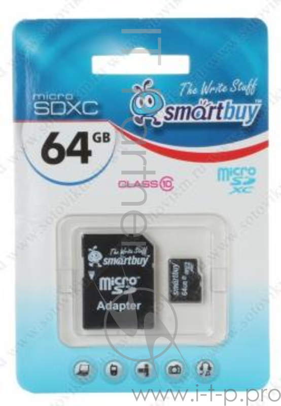 флэш-карта SMARTBUY MicroSDHC 64GB Class10 + адаптер(Карта памяти SmartBuy microSDHC 64Gb Class 10 SB64GBSDCL10-01 + adapter SB64GBSDCL10-01 Черный)