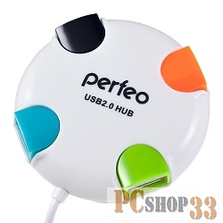 Контроллер Perfeo USB-HUB 4 Port, (PF_4284) белый