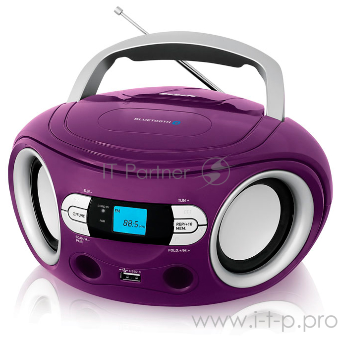 Аудиомагнитола BBK BS15BT белый/оранжевый 2Вт/MP3/FM(dig)/USB/BT