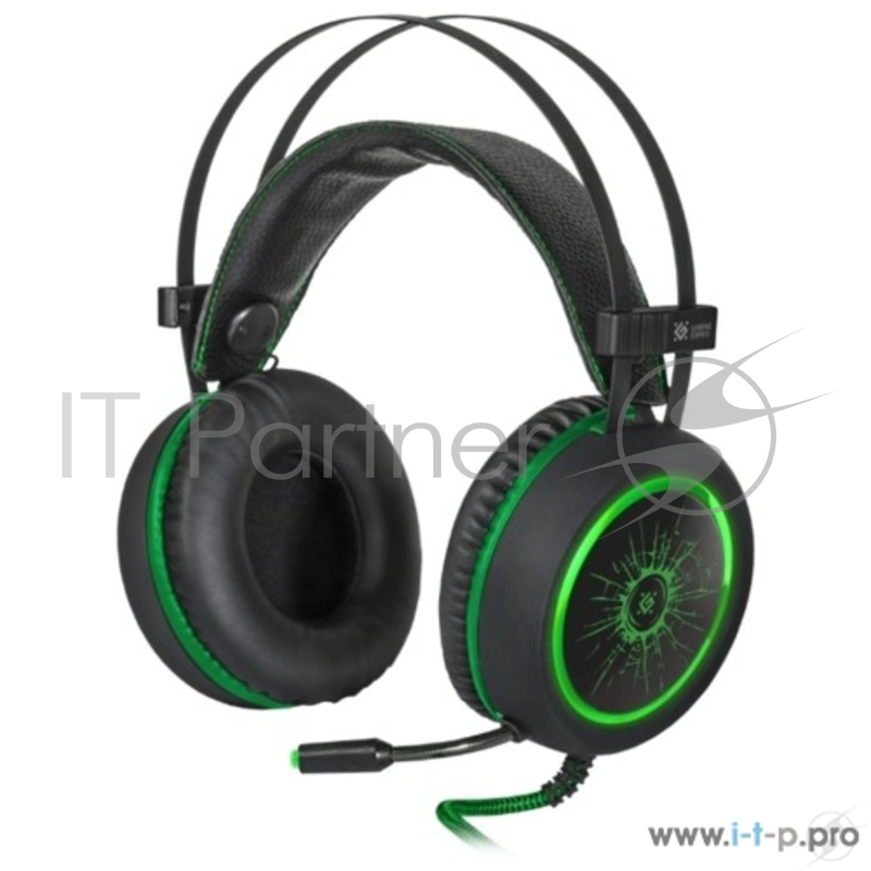 Наушники Defender DeadFire G-530D черный+зеленый, кабель 2,2 м