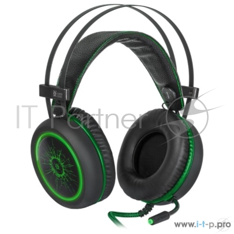 Наушники Defender DeadFire G-530D черный+зеленый, кабель 2,2 м