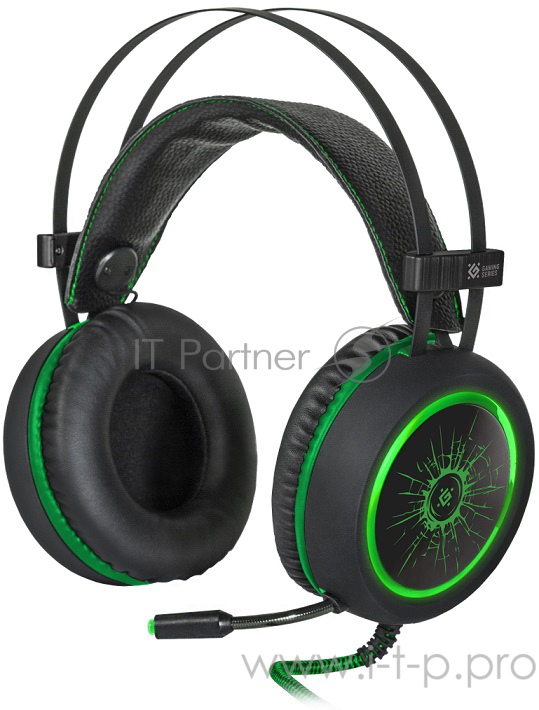 Наушники Defender DeadFire G-530D черный+зеленый, кабель 2,2 м