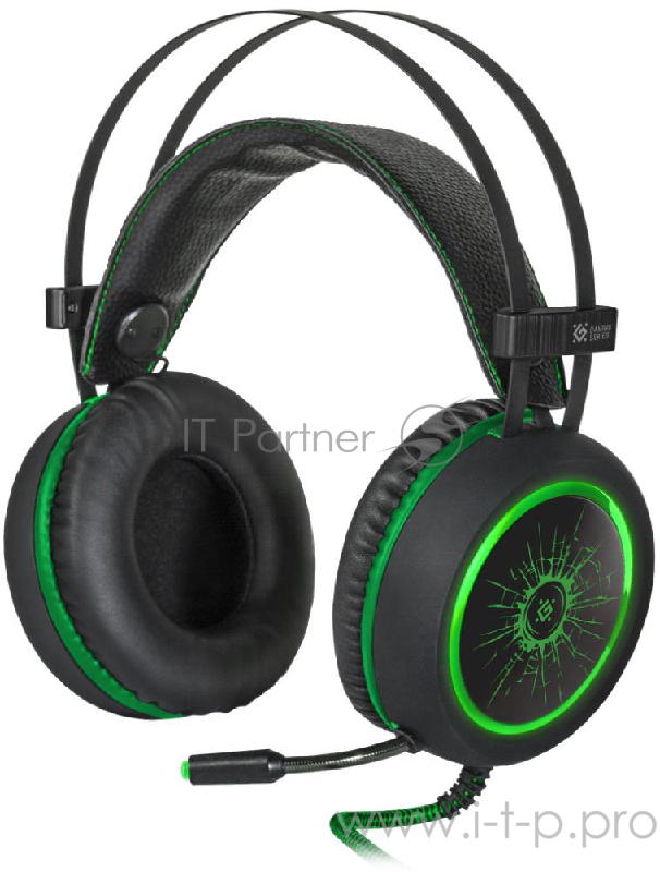 Наушники Defender DeadFire G-530D черный+зеленый, кабель 2,2 м