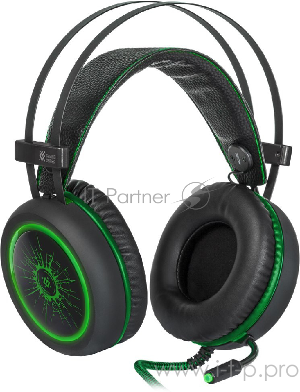 Наушники Defender DeadFire G-530D черный+зеленый, кабель 2,2 м