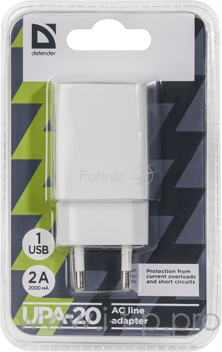 Аксессуар Defender Сетевой адаптер 1 порт USB, 5V / 2А (UPA-20) (83528)