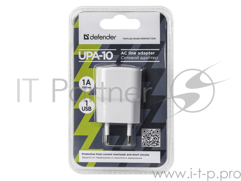 Аксессуар Defender Сетевой адаптер 1 порт USB, 5V / 1А (UPA-10) (83540)
