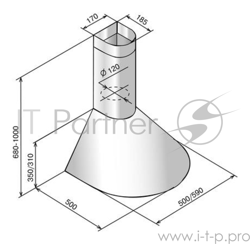 Вытяжка каминная Elikor Эпсилон 50П-430-П3Л белый/золотистый управление: ползунковое (1 мотор)