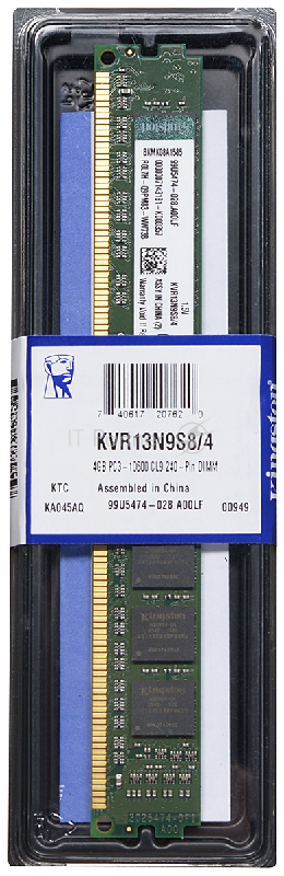 Модуль памяти Kingston DIMM DDR3 4Gb 1333MHz KVR13N9S8/4 RTL PC3-10600 CL9 240-pin 1.5В