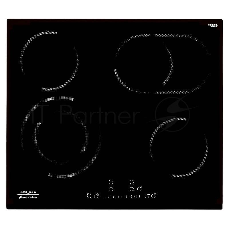 Электрическая варочная поверхность KRONA LEGGIERO 60 BL Цвет:Черный Панель конфорок:стеклокерамика Тип поверхности:независима электрическа Расположение управления:спереди Управление:сенсорное (слайдерное) Количество конфорок:4 Количество зон расшире