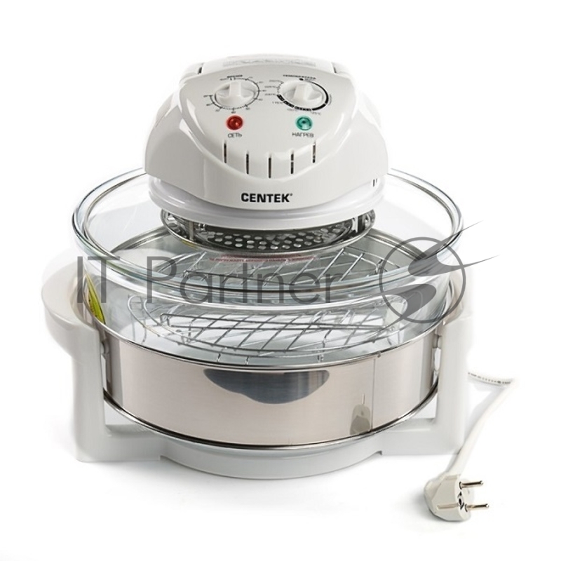 Аэрогриль Centek CT-1456 (белый) <12+5л> 1400Вт, таймер 90 мин, max 250°, 2 решетки
